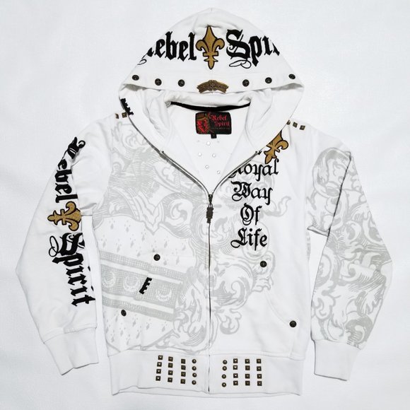 SOLD - Rebel Spirit Hoodie w/ Studs & Rhinestones - NWOT - Picture 4 of 11